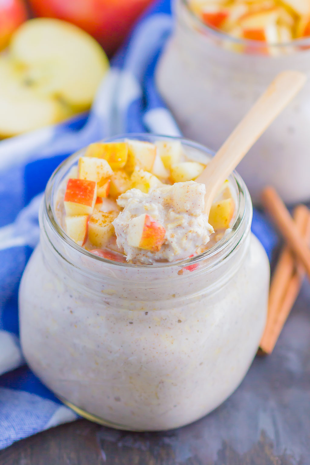 Apple Pie Overnight Oats are a simple, make-ahead breakfast for busy mornings. With just five minutes of prep time and no oven required, this hearty dish is filled with cozy flavors and perfect to keep you going all morning long!