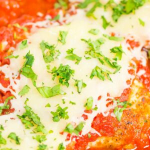 Baked Salsa Chicken is an easy, four ingredient dish that's made in just one pan. Tender chicken is sprinkled with taco seasoning and then baked with salsa and topped with melted cheese. Fast, fresh, and flavorful, it's a hearty meal that the whole family will enjoy! #chicken #salsa #salsachicken #bakedchicken #chickendinner #chickenrecipe #dinner #recipe