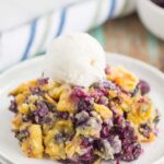 This Easy Blueberry Dump Cake is a delicious, three ingredient dessert that tastes just like your favorite cobbler. Simply dump everything in a pan, bake, and then get ready to wow your tastebuds. Perfect when served warm with a big scoop of vanilla ice cream!