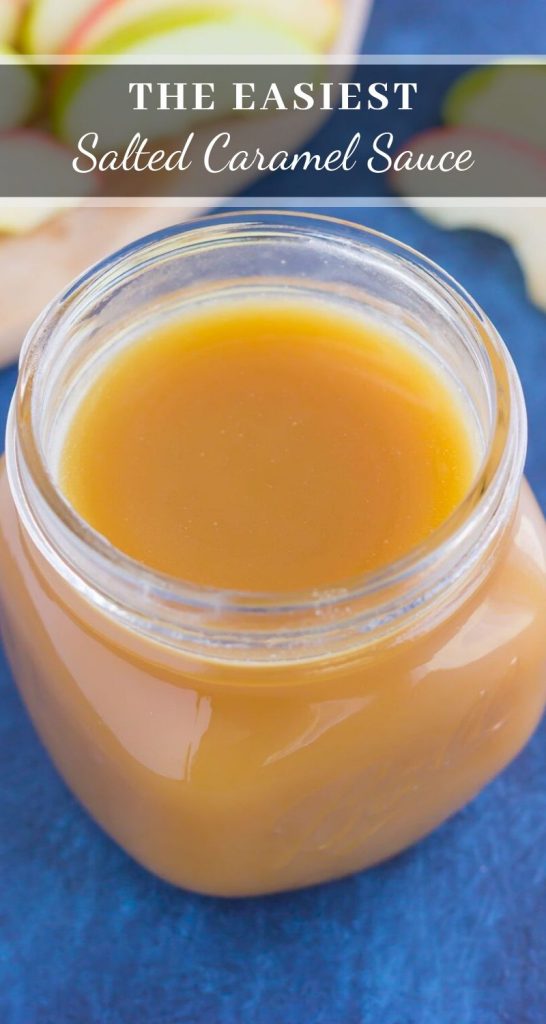 Sweet, smooth, and full of flavor, this Salted Caramel Sauce is just itching to be poured over ice cream, drizzled over pancakes, or eaten with spoon! #caramel #caramelsauce #caramelrecipe #saltedcaramelsauce #saltedcaramelrecipe #saltedcaramel #fallrecipe #falldessert #icecreamtopping