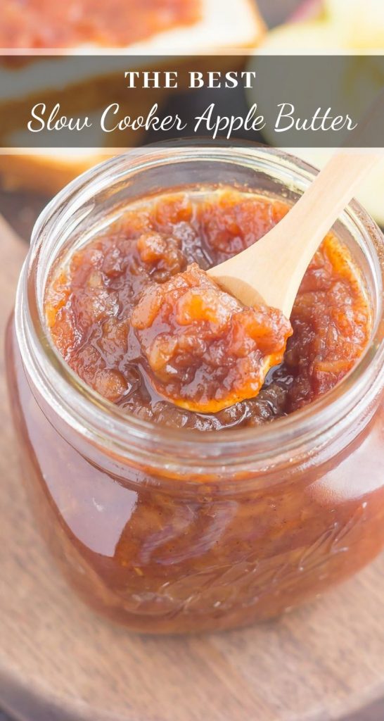 Just a few simple ingredients is all it takes to make this Slow Cooker Apple Butter, filled with cozy fall flavors! #applebutter #slowcookerapplebutter #applebutterrecipe #fallrecipe #applerecipe #slowcookerrecipe