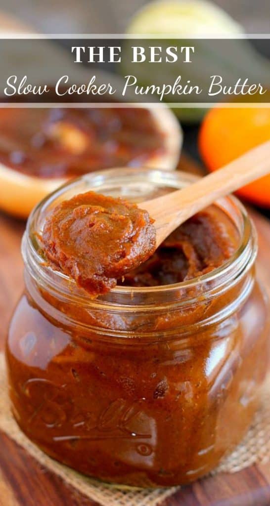 This Slow Cooker Pumpkin Butter combines the signature flavors of fall and is perfect to spread onto toast, bagels, and more. It's sweet, creamy, and so easy to make, that you'll never go back to the store-bought kind! #pumpkinbutter #pumpkinbutterrecipe #pumpkinrecipes #slowcookerrecipes #fallrecipes #fallbreakfastideas #fallbreakfasts #recipe