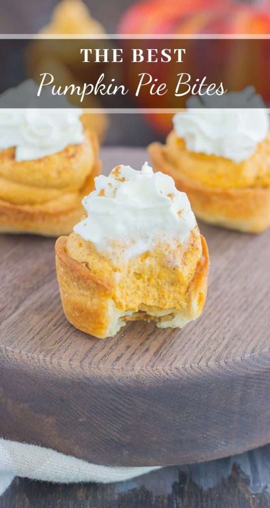 These Whipped Pumpkin Pie Bites are perfectly portable, poppable, and so easy to make. With just a few ingredients and hardly any prep time, you can have your pumpkin pie in bite-sized form! #pumpkin #pumpkinpie #pumpkinpiebites #pumpkinbites #piebites #pumpkinrecipe #fallrecipes #falldessert #pumpkindessert #dessert