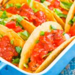 Baked Chicken Tacos are fast, easy, and perfect for a weeknight meal. With fresh ingredients and hardly any prep time, these tacos are perfect for when you want a no-fuss, flavorful dinner! #tacos #chickentacos #bakedtacos #chickendinner #chickenrecipes #easydinner #weeknightmeal