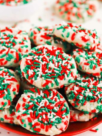 Sprinkle Cookies are an upgrade on classic sugar cookies that you'll want to make year round. Perfectly soft and sweet, this treat is easy to make and perfect for the holidays!