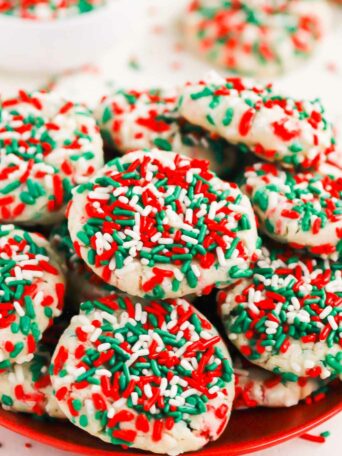 Sprinkle Cookies are an upgrade on classic sugar cookies that you'll want to make year round. Perfectly soft and sweet, this treat is easy to make and perfect for the holidays!