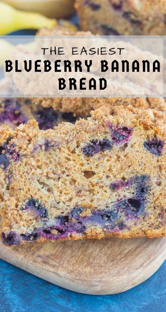 This Cinnamon Streusel Blueberry Banana Bread is packed with the classic banana bread flavor, loaded with juicy blueberries, and topped with a sweet and crumbly cinnamon streusel. Soft, moist, and perfectly delicious, this quick bread makes the best breakfast or dessert! #bread #bananabread #blueberrybread #blueberrybananabread #quickbread #bananabreadrecipe #breakfast #dessert