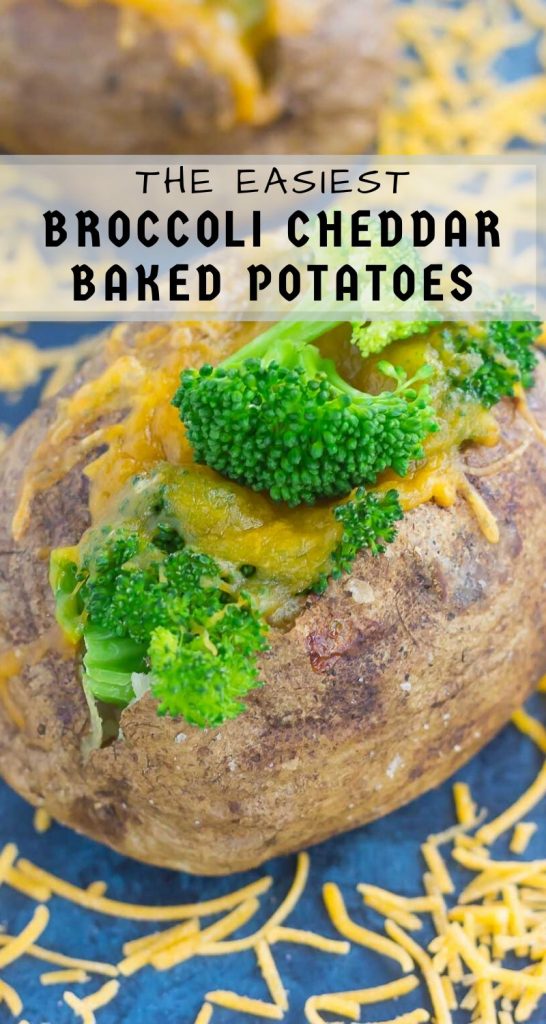 Seasoned potatoes are baked until soft and fluffy on the inside and crisp on the outside. Topped with fresh broccoli and a sprinkling of cheddar cheese, these Broccoli Cheddar Stuffed Baked Potatoes make deliciously easy meal or side dish! #bakedpotatoes #bakedpotatorecipe #stuffedpotatoes #stuffedbakedpotatoes #broccoli $broccolibakedpotatoes #cheddarstuffedpotatoes #sidedish