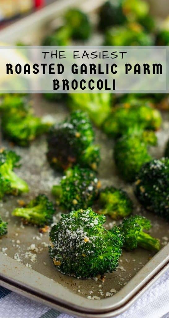 Roasted Garlic Parmesan Broccoli is an easy side dish that's bursting with flavor. Prepped and cooked in one pan, you'll have this roasted vegetable ready in no time! #broccoli #roastedbroccoli #broccolirecipe #vegetables #roastedvegetables #sidedish #easysidedish