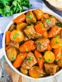 Instant Pot Beef Stew is a simple, hearty dish that's full of cozy flavors. Tender beef, potatoes and carrots are tossed in a savory gravy that's ready in less than an hour. This easy meal will quickly become a dinner time favorite all year long!