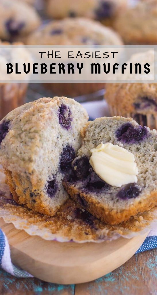 These Bakery Style Blueberry Muffins are filled with juicy blueberries that are swirled into a sweet batter and topped with a cinnamon streusel. Soft, moist, and bursting with flavor, these muffins are just as delicious as the ones that you would find at a bakery! #muffins #blueberrymuffins #blueberrymuffinrecipe #bestblueberrymuffins #breakfast #dessert