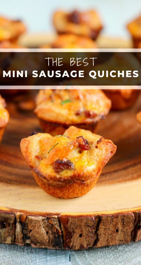 These Mini Sausage Quiches make a delicious, savory dish for your next breakfast or brunch. Filled with zesty sausage, mozzarella cheese and eggs, this recipe is perfect to satisfy your breakfast cravings!  #quiche #quicherecipe #sausagequiche #sausagebreakfast #breakfast #miniquiches