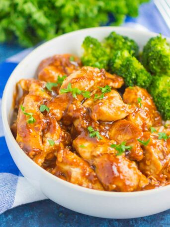Easy Teriyaki Chicken is a simple, one pan dish that's perfect for busy weeknights. Sweet garlic chicken is coated with an easy teriyaki sauce and tastes even better than the takeout kind!