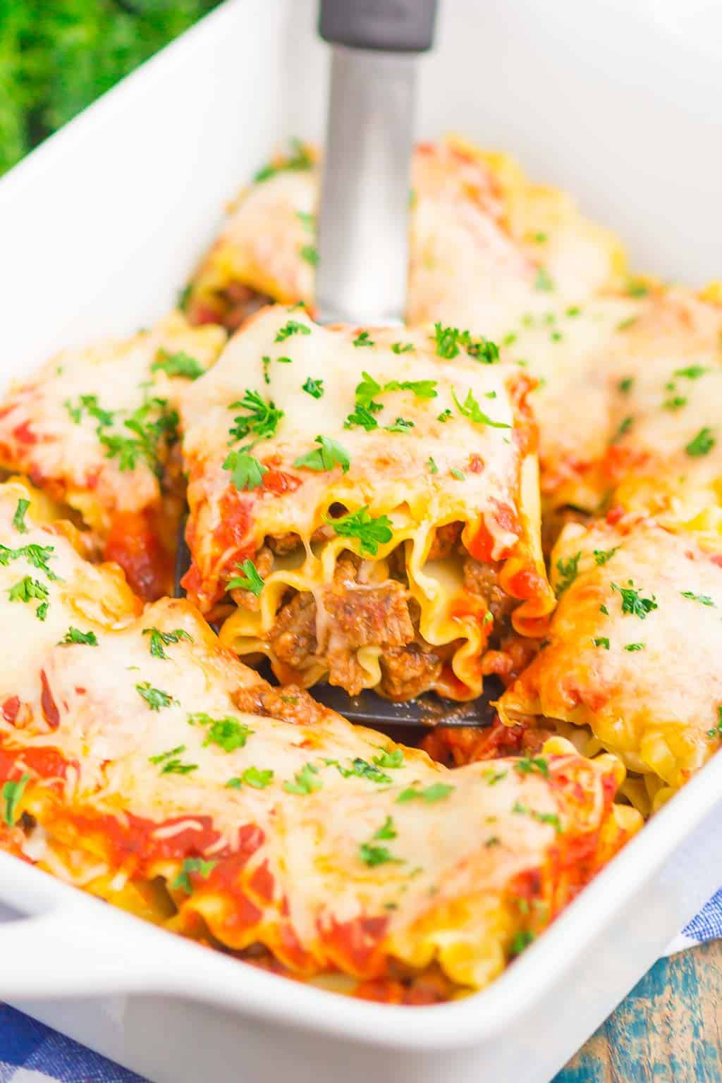 Easy Lasagna Rolls combine the classic flavors of lasagna, but without all of the prep work. With just a few ingredients, this hearty comfort dish is ready in 30 minutes!