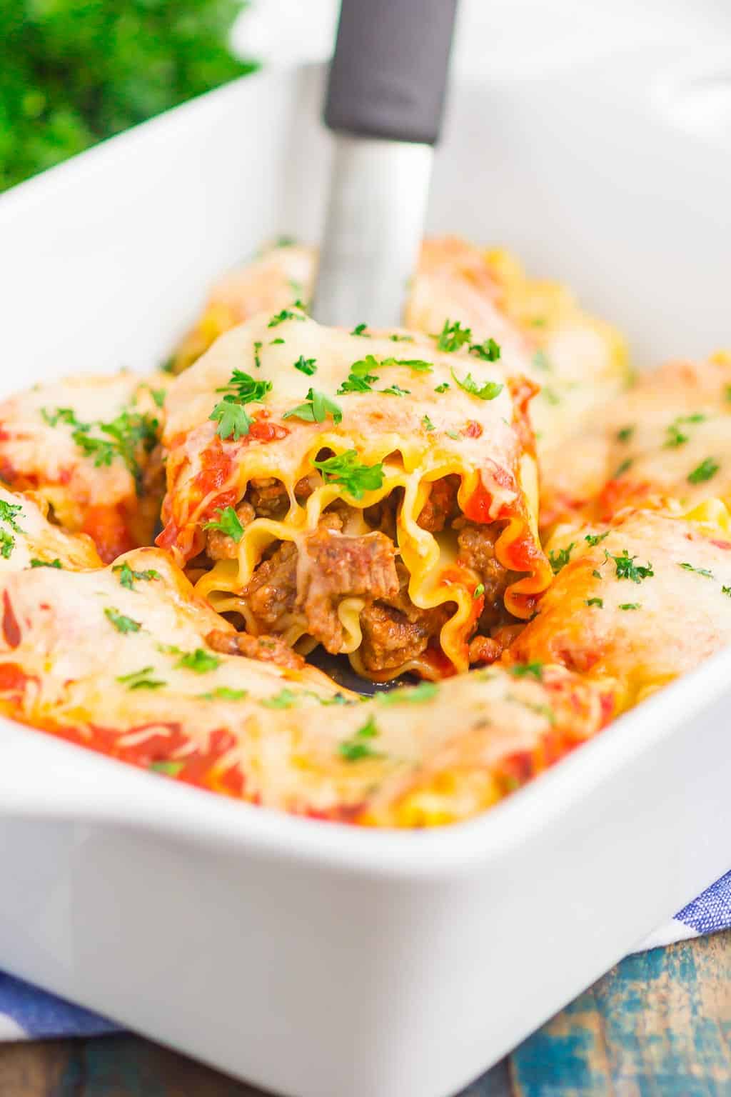 Easy Lasagna Rolls combine the classic flavors of lasagna, but without all of the prep work. With just a few ingredients, this hearty comfort dish is ready in 30 minutes!