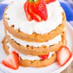 Strawberry Shortcake Waffles make a deliciously sweet and easy breakfast. Made with fresh strawberries, and whipped cream sweetened with honey, this dish is the perfect way to start your day!