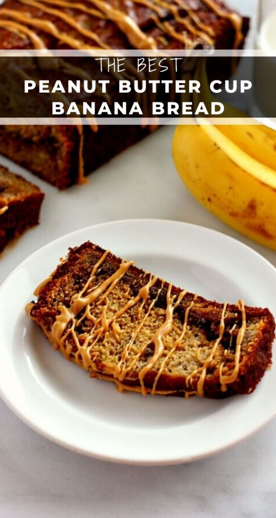 This Peanut Butter Cup Banana Bread is moist, full of flavor, and swirled with Reese’s Peanut Butter Spread! #bread #quickbread #peanutbutter #peanutbutterbread #bananabread #peanutbutterbananabread #bestpeanutbutterbread