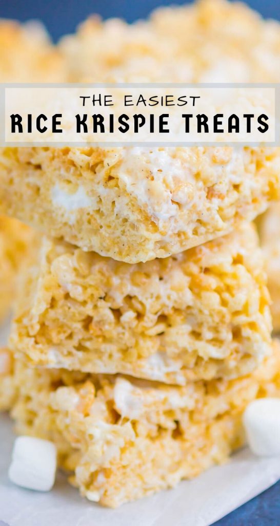 Rice Krispie Treats are soft, chewy, and loaded with pockets of sweet marshmallows. Made with just a few ingredients and ready in no time, this classic dessert will be a hit with everyone! #ricekrispietreats #bestricekrispietreats #ricekrispies #ricekrispie #marshmallowdessert #marshmallows #nobake