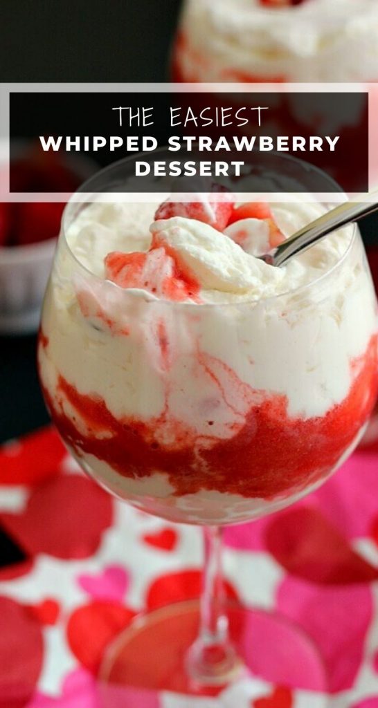 This Whipped Strawberry Delight is filled with sweetened cream and luscious strawberries, a perfect treat to satisfy your sweet tooth! #whippedcream #strawberrywhippedcream #strawberrydesserts #strawberryrecipes #valentinesdaydessert #summerrecipes #nobake #nobakedessert #dessert