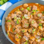 Beef Tips and Gravy make a simple, one pan meal that's ready in just 30 minutes. Tender beef tips are smothered in an easy and flavorful mushroom gravy. Serve on top of noodles or mashed potatoes for a deliciously hearty meal!