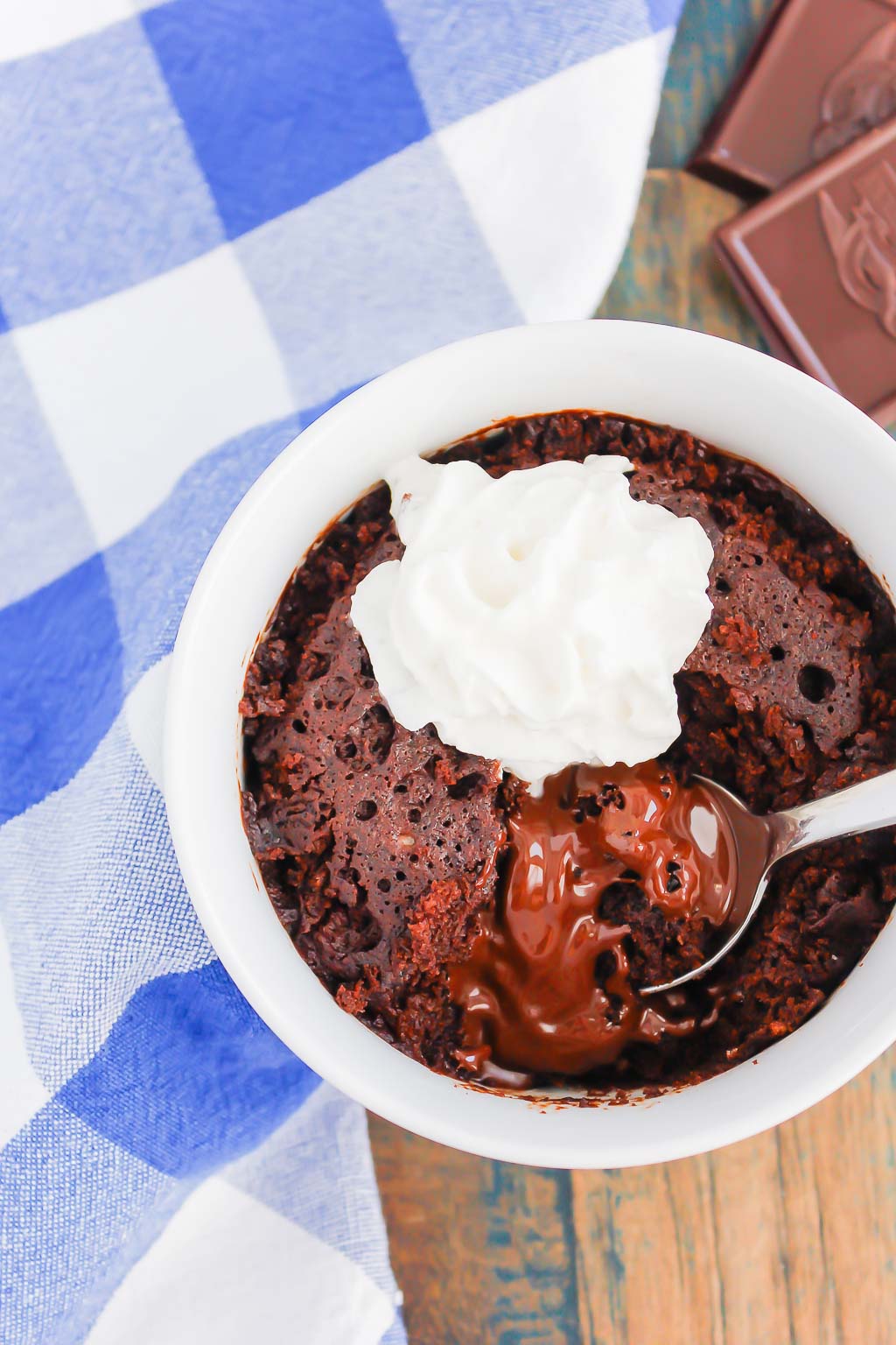Chocolate Lava Mug Cake is moist and fudgy, with a warm molten center. Made in the microwave and ready in minutes, this easy treat is perfect for chocolate lovers!