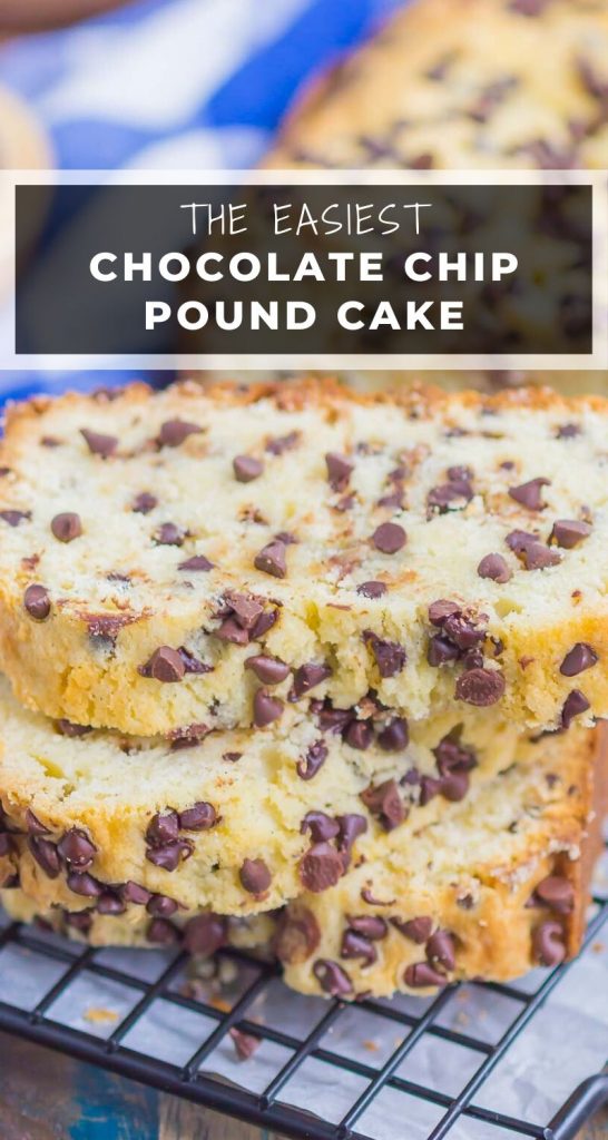 Chocolate Chip Pound Cake is a simple, one bowl recipe that results in a soft, rich, and buttery taste. Perfect to serve for parties, get-togethers, or even breakfast! #cake #poundcake #poundcakerecipes #creamcheesepoundcake #chocolatechips #chocolatechipcake #cakerecipes #dessert