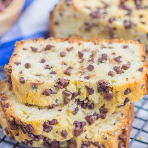Chocolate Chip Pound Cake is a simple, one bowl recipe that results in a soft, rich, and buttery taste. Perfect to serve for parties, get-togethers, or even breakfast!