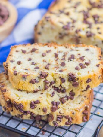 Chocolate Chip Pound Cake is a simple, one bowl recipe that results in a soft, rich, and buttery taste. Perfect to serve for parties, get-togethers, or even breakfast!