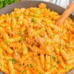 Creamy Ground Beef Pasta is an easy weeknight meal that's ready in just 30 minutes. Fast, fresh, and flavorful, this hearty meal will quickly become a favorite!