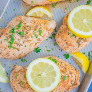 Baked Lemon Chicken is a simple dish that's loaded with flavor. With just a few ingredients, this chicken bakes up tender, juicy, and all-around delicious. Perfect for a busy weeknight dinner!