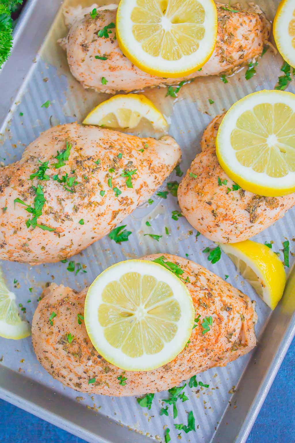 Baked Lemon Chicken is a simple dish that's loaded with flavor. With just a few ingredients, this chicken bakes up tender, juicy, and all-around delicious. Perfect for a busy weeknight dinner!