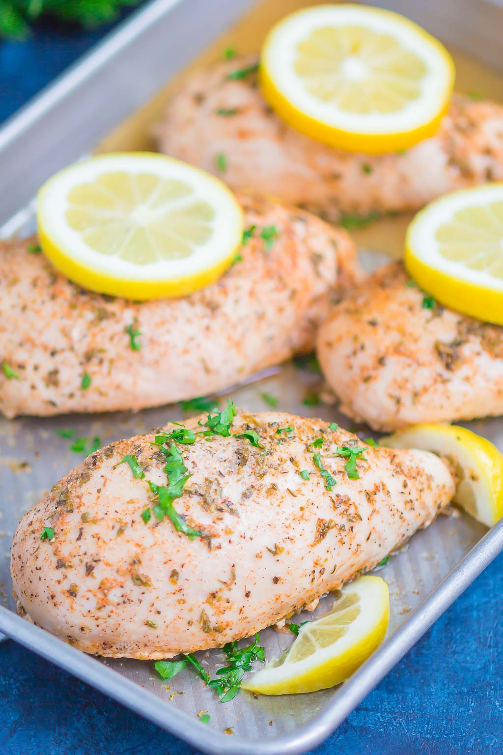 Baked Lemon Chicken is a simple dish that's loaded with flavor. With just a few ingredients, this chicken bakes up tender, juicy, and all-around delicious. Perfect for a busy weeknight dinner!