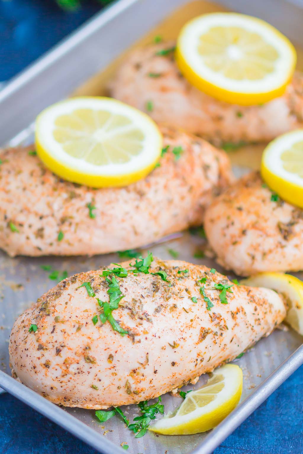 Baked Lemon Chicken is a simple dish that's loaded with flavor. With just a few ingredients, this chicken bakes up tender, juicy, and all-around delicious. Perfect for a busy weeknight dinner!