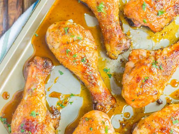 Honey Garlic Chicken Legs are a fast and easy dish that's loaded with flavor. Chicken legs are coated in a sweet and savory glaze and baked until tender and juicy. Perfect for a simple dinner!