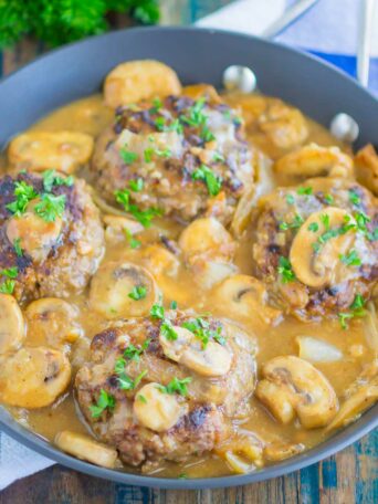 Easy Salisbury Steak with mushroom gravy is ready in just 30 minutes. It's the perfect comfort dish that your whole family will love!