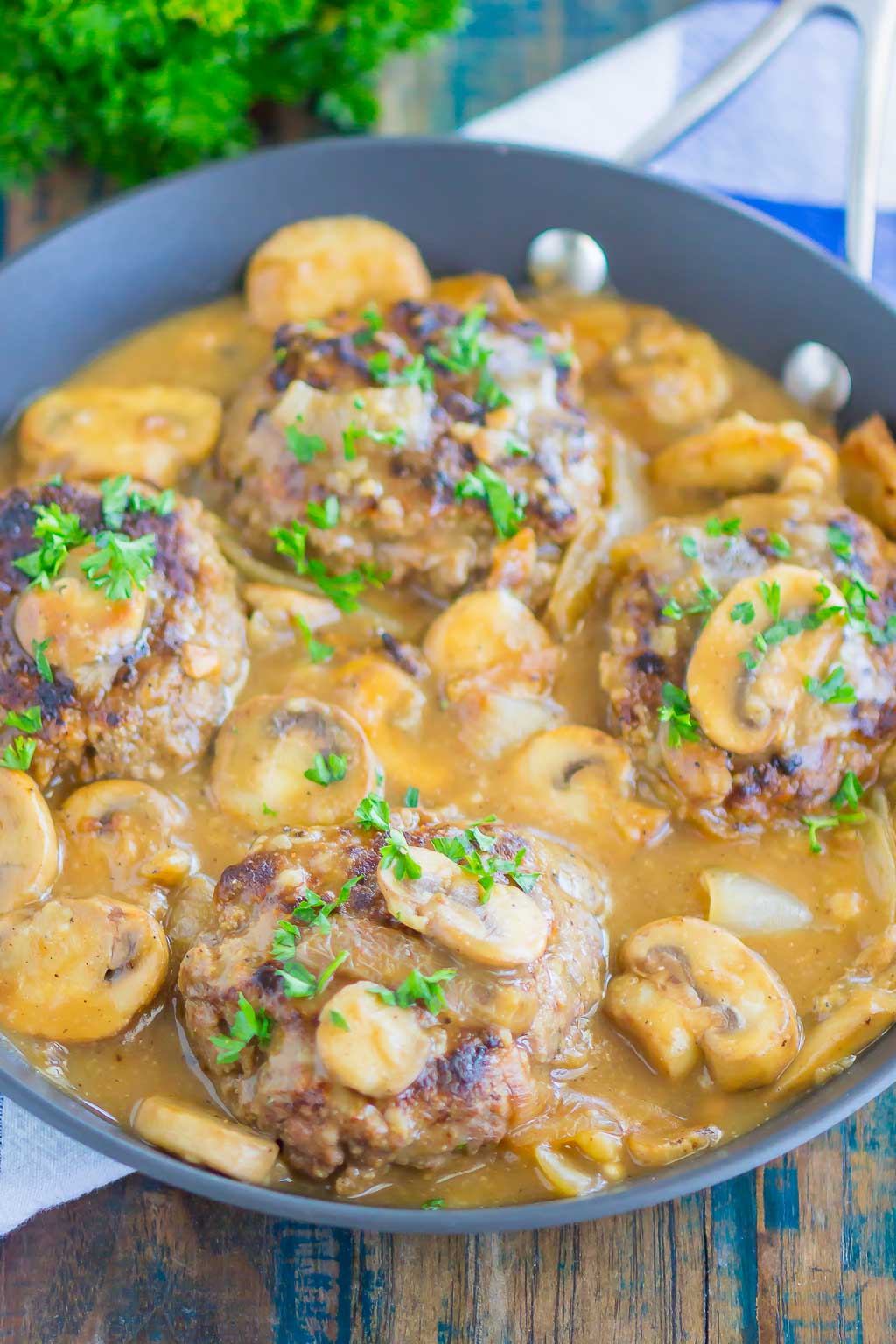 Easy Salisbury Steak with mushroom gravy is ready in just 30 minutes. It's the perfect comfort dish that your whole family will love!