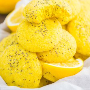 Lemon Poppy Seed Cookies are soft, chewy, and full of flavor. Crispy on the outside and fluffy on the inside, this easy recipe is the perfect treat for lemon lovers!