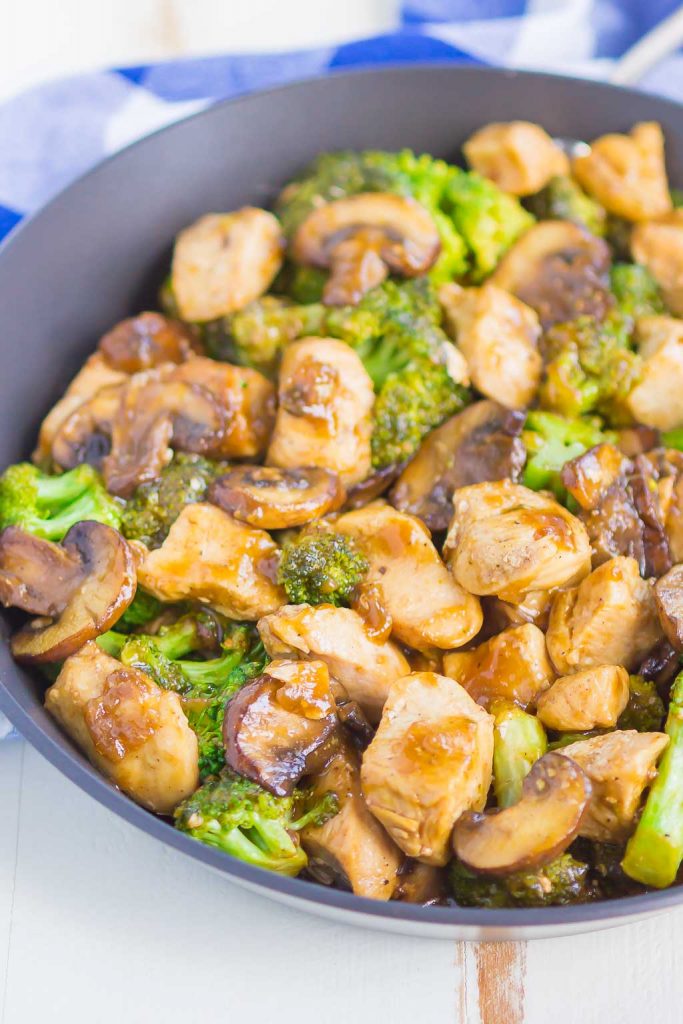 A bowl of savory chicken and broccoli stir fry, perfectly cooked for a wholesome meal.