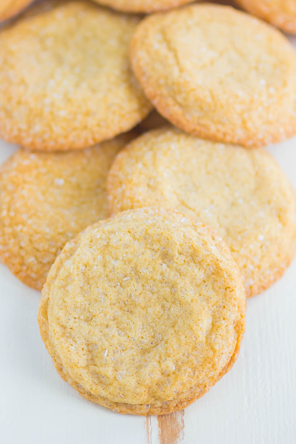 Overhead view of a pile of chewy brown sugar cookies. 