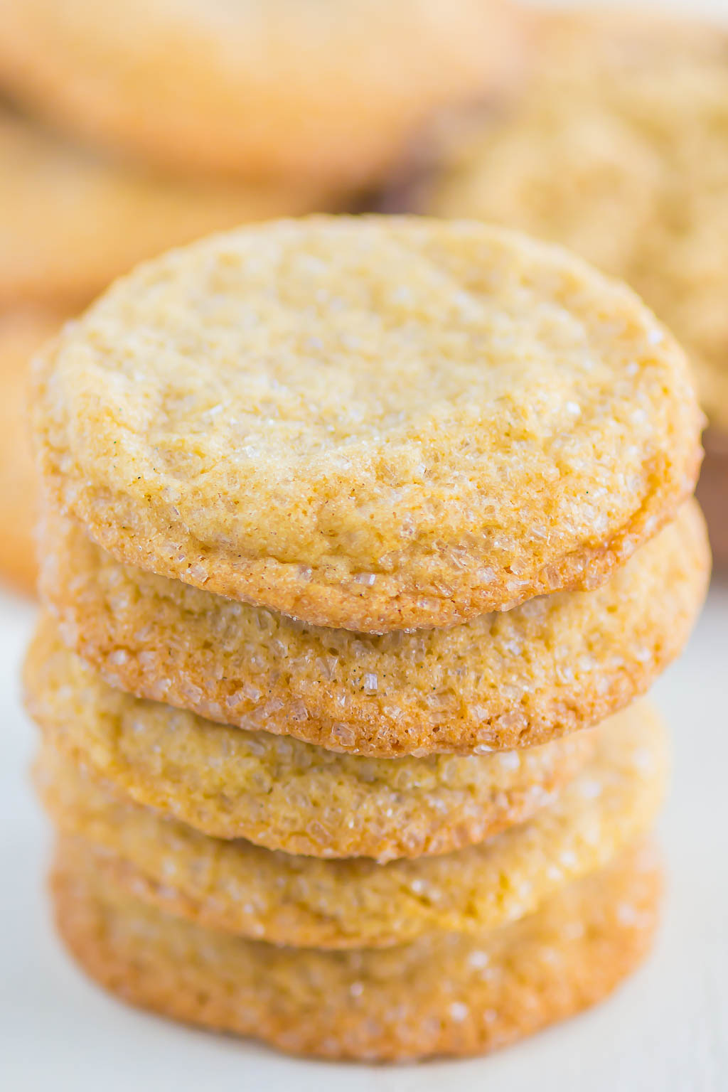 A stack of five brown sugar cookies. 