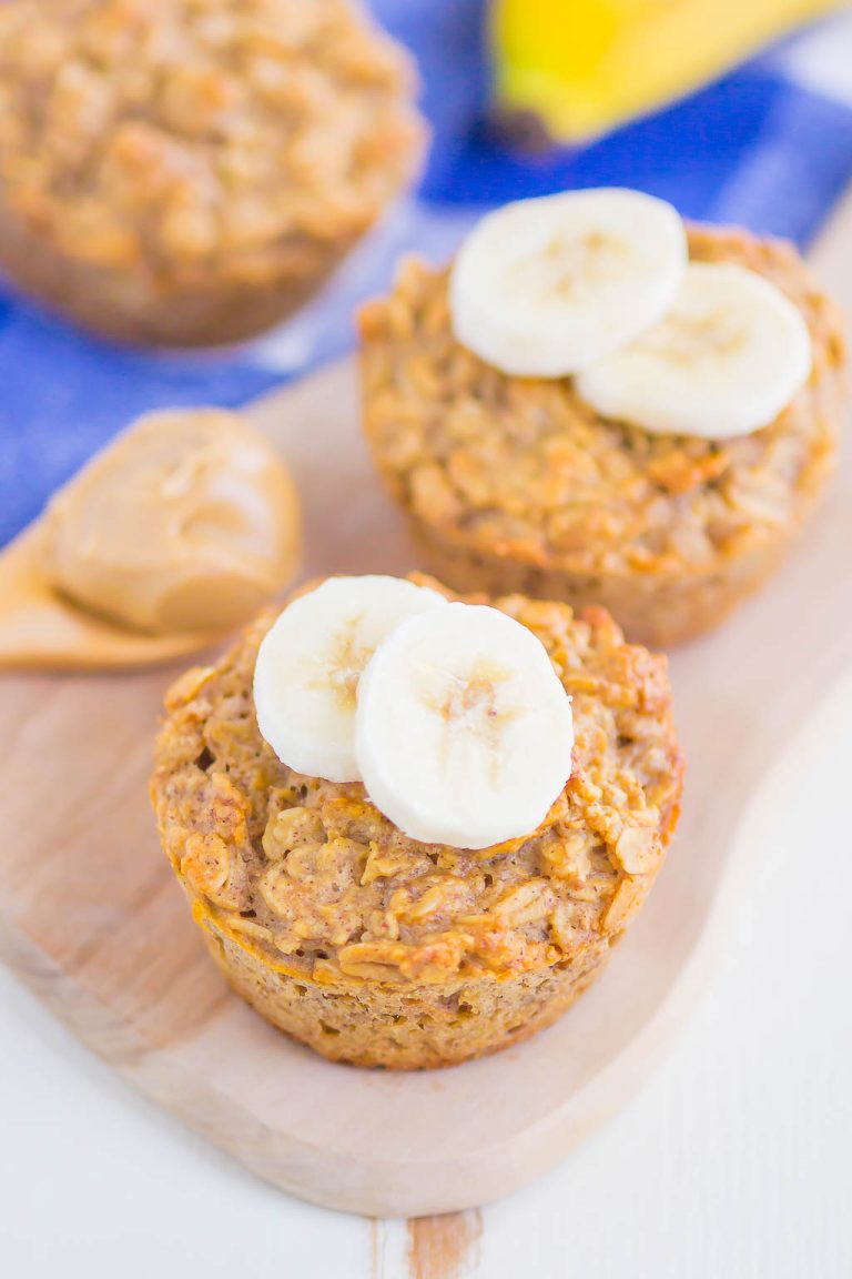 Peanut Butter Banana Baked Oatmeal Cups Pumpkin 'N Spice