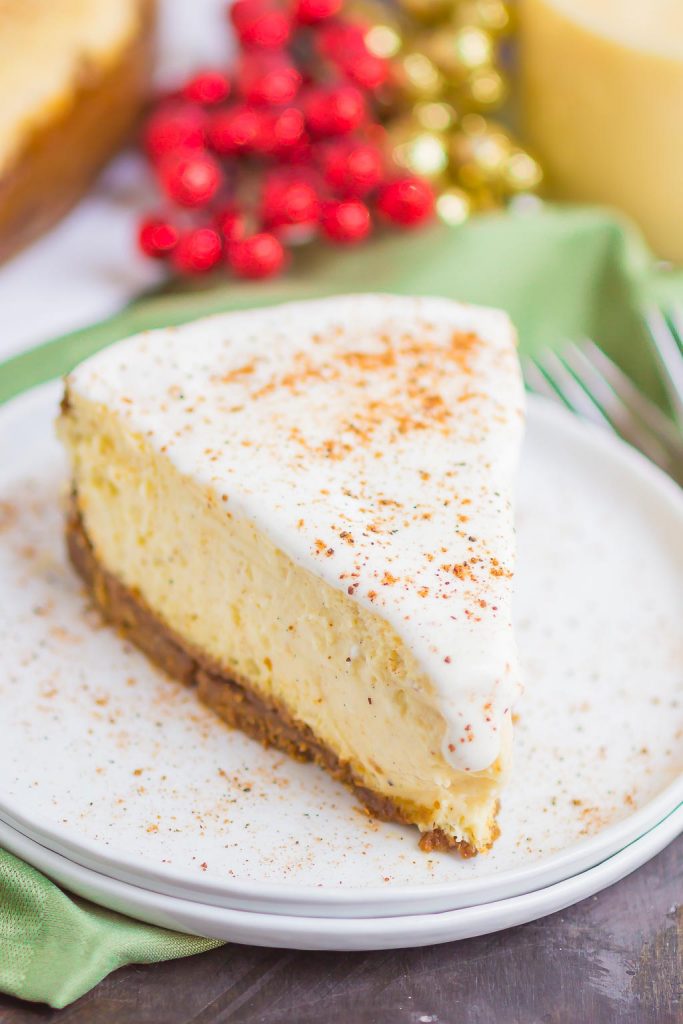 Easy Eggnog Cheesecake (+ Eggnog Whipped Cream) Pumpkin 'N Spice