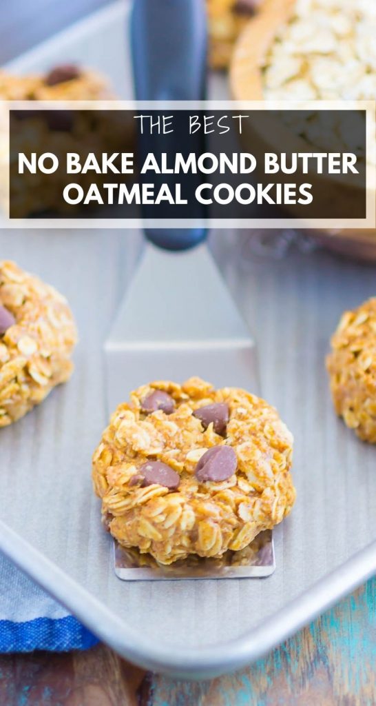 No Bake Almond Butter Oatmeal Cookies