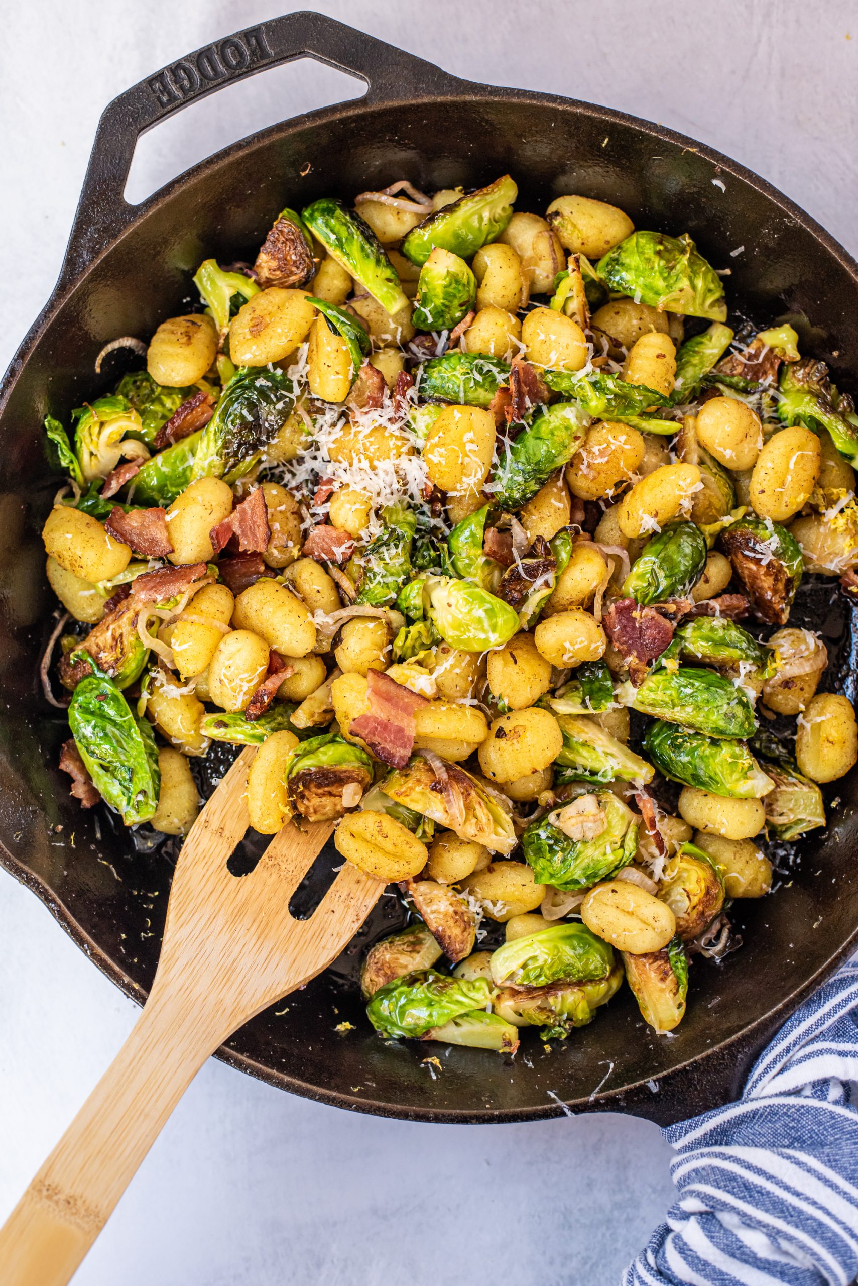 Skillet Gnocchi with Brussels Sprouts - Pumpkin 'N Spice