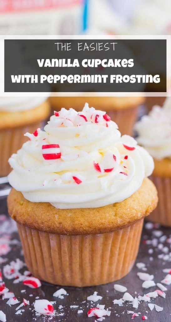 Vanilla Cupcakes with Peppermint Frosting
