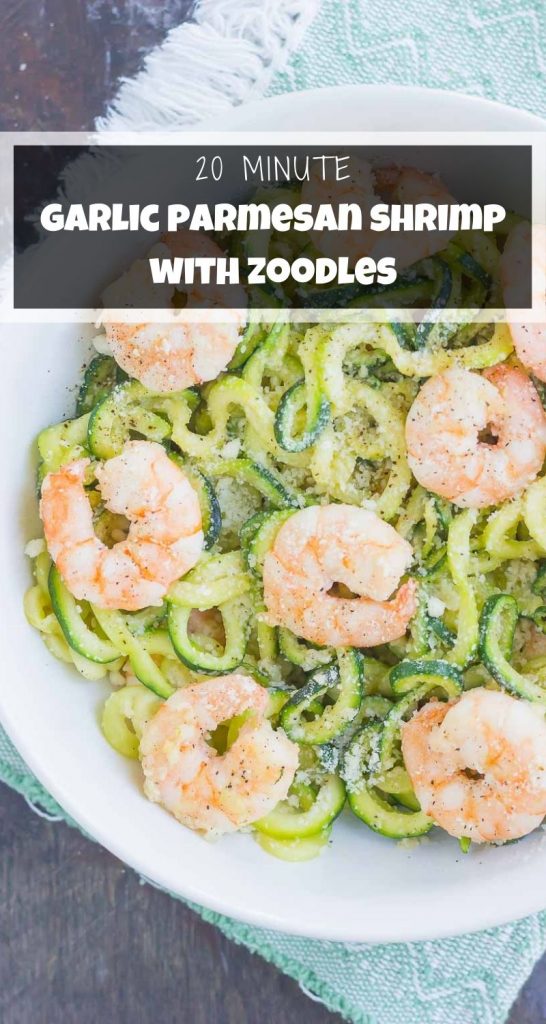 Garlic Parm Zoodles with Shrimp