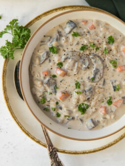 mushroom soup in bowl