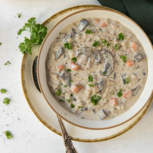 mushroom soup in bowl