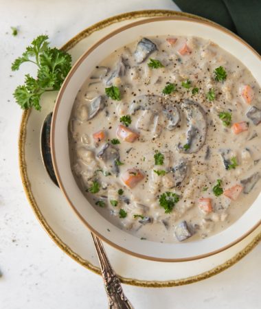 mushroom soup in bowl