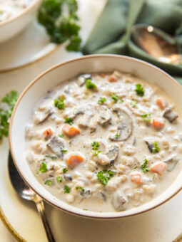 mushroom soup in bowl